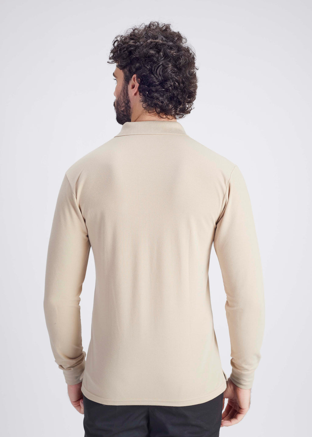 Long Sleeve Pocket Polo - Beige