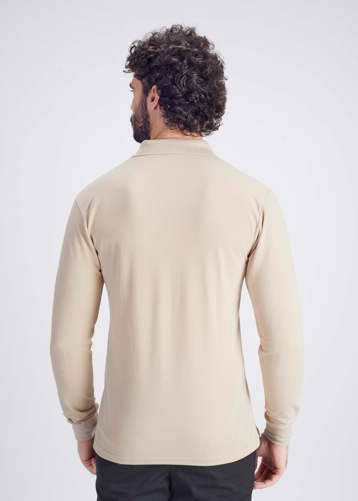 Long Sleeve Pocket Polo - Beige