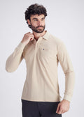 Long Sleeve Pocket Polo - Beige