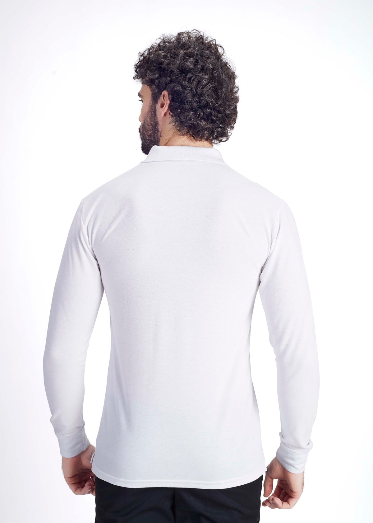 Long Sleeve Pocket Polo - White