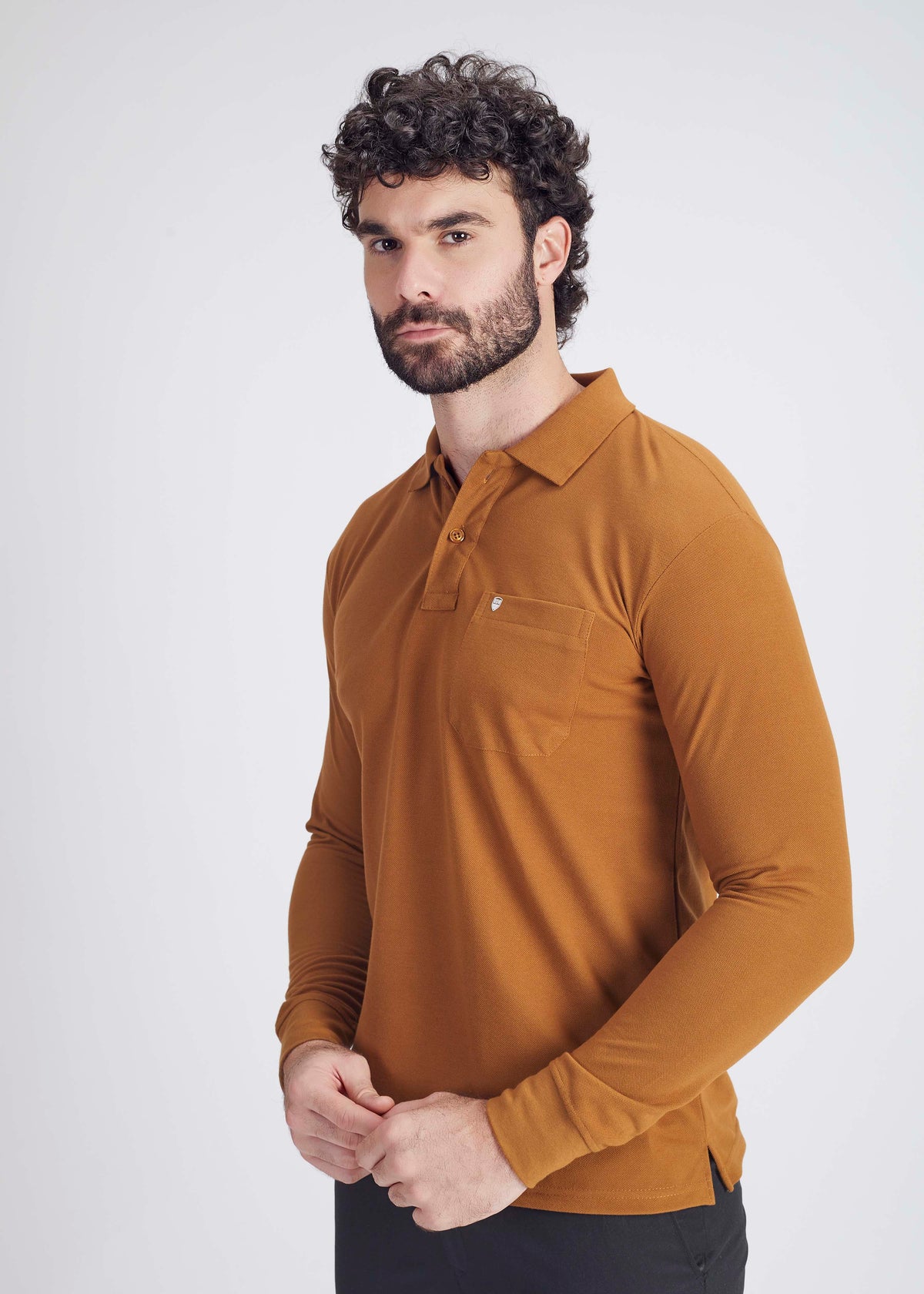 Long Sleeve Pocket Polo – Coffee
