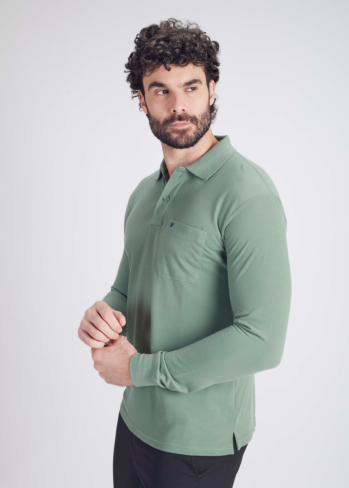 Long Sleeve Pocket Polo - Green