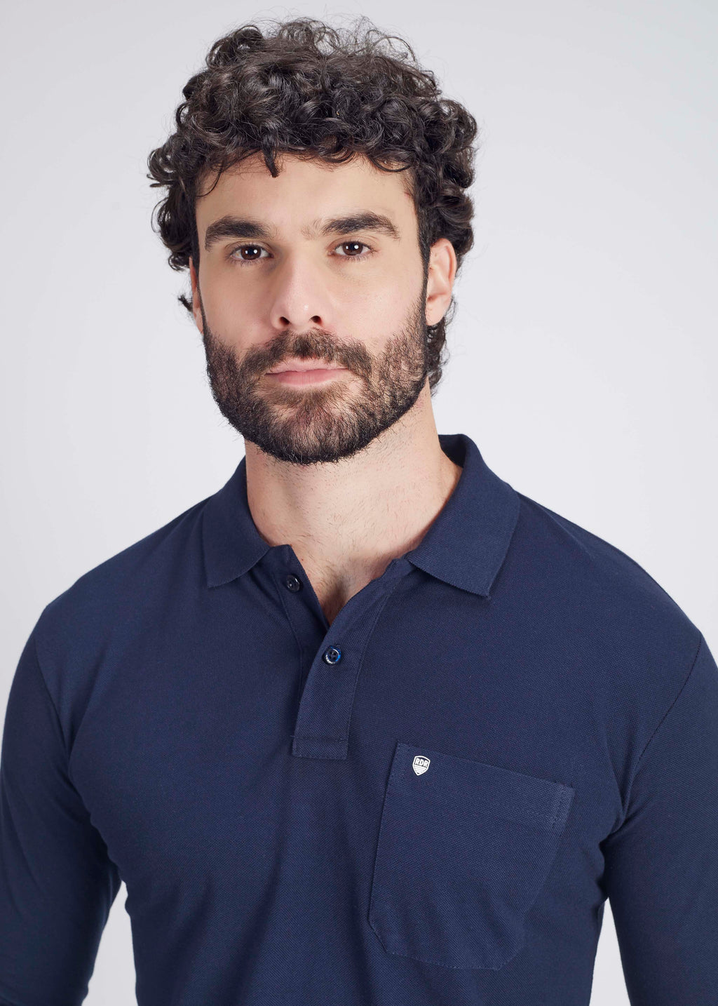 Long Sleeve Pocket Polo - Navy