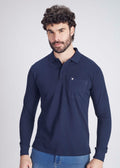 Long Sleeve Pocket Polo - Navy