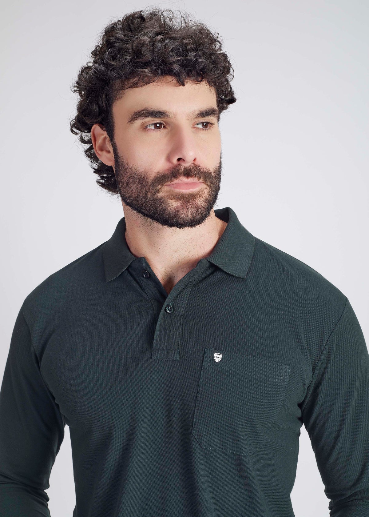 Long Sleeve Pocket Polo - Bottle Green