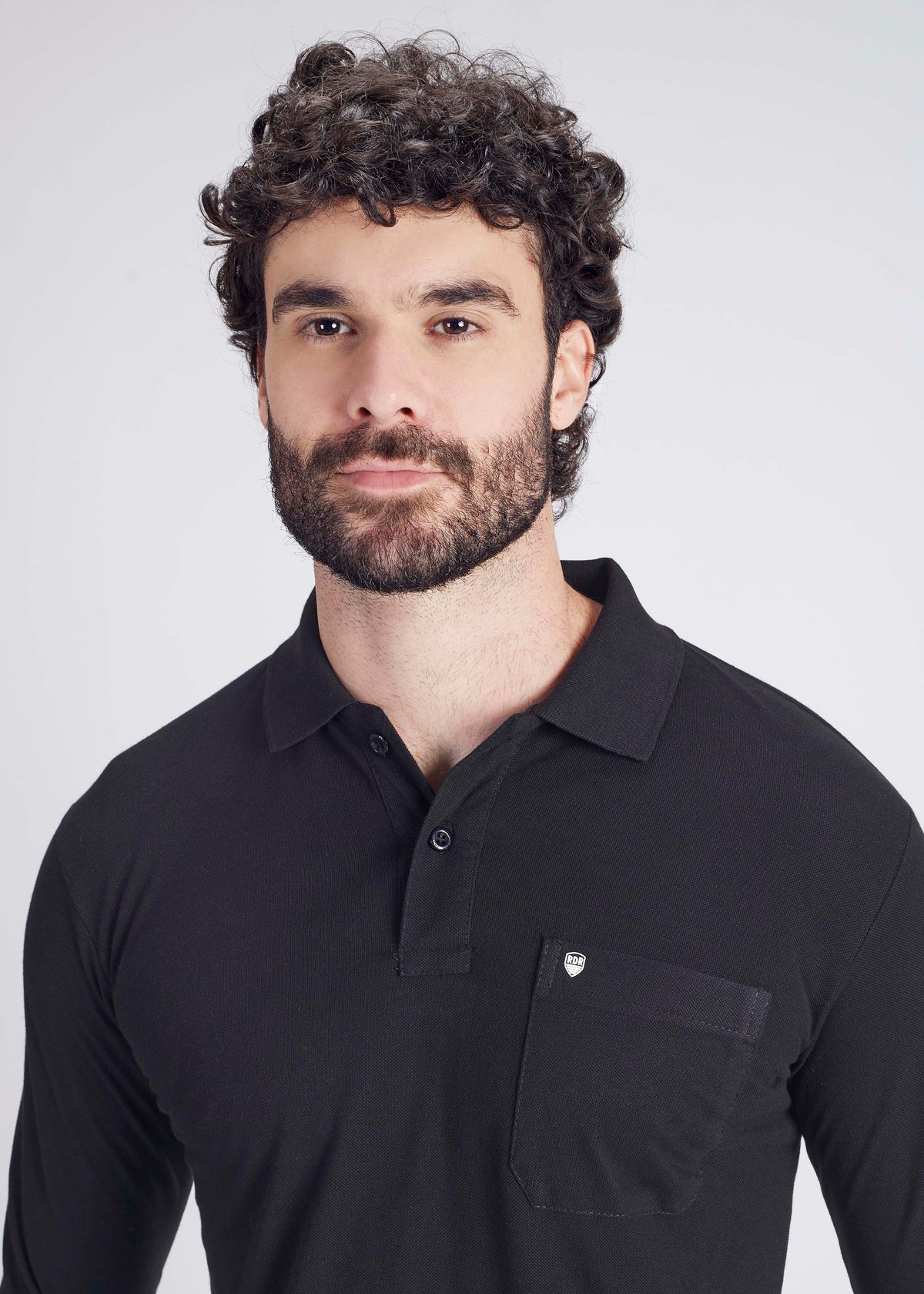 Long Sleeve Pocket Polo - Black