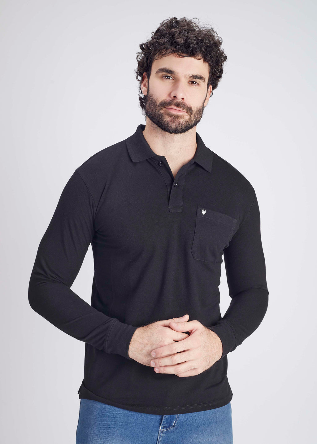 Long Sleeve Pocket Polo - Wine