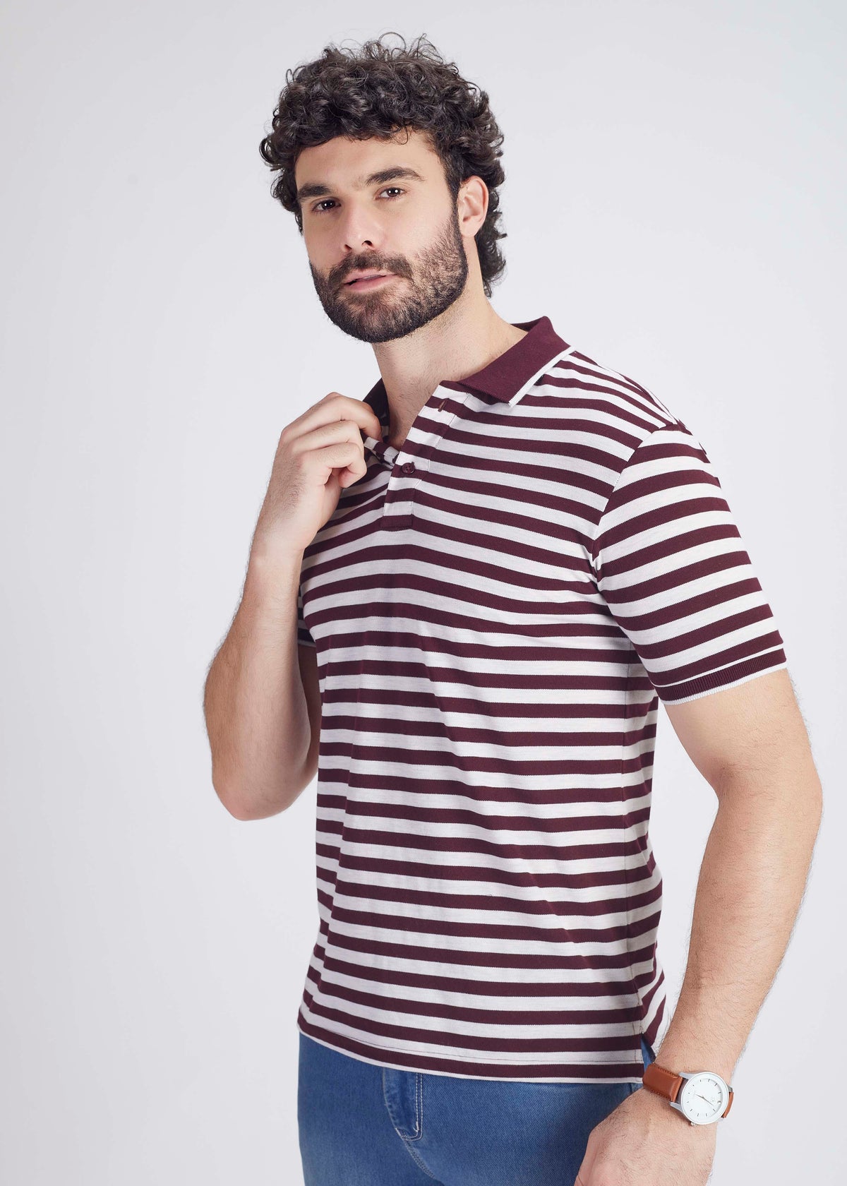 Regular Fit Cotton Rich Stripe Polo