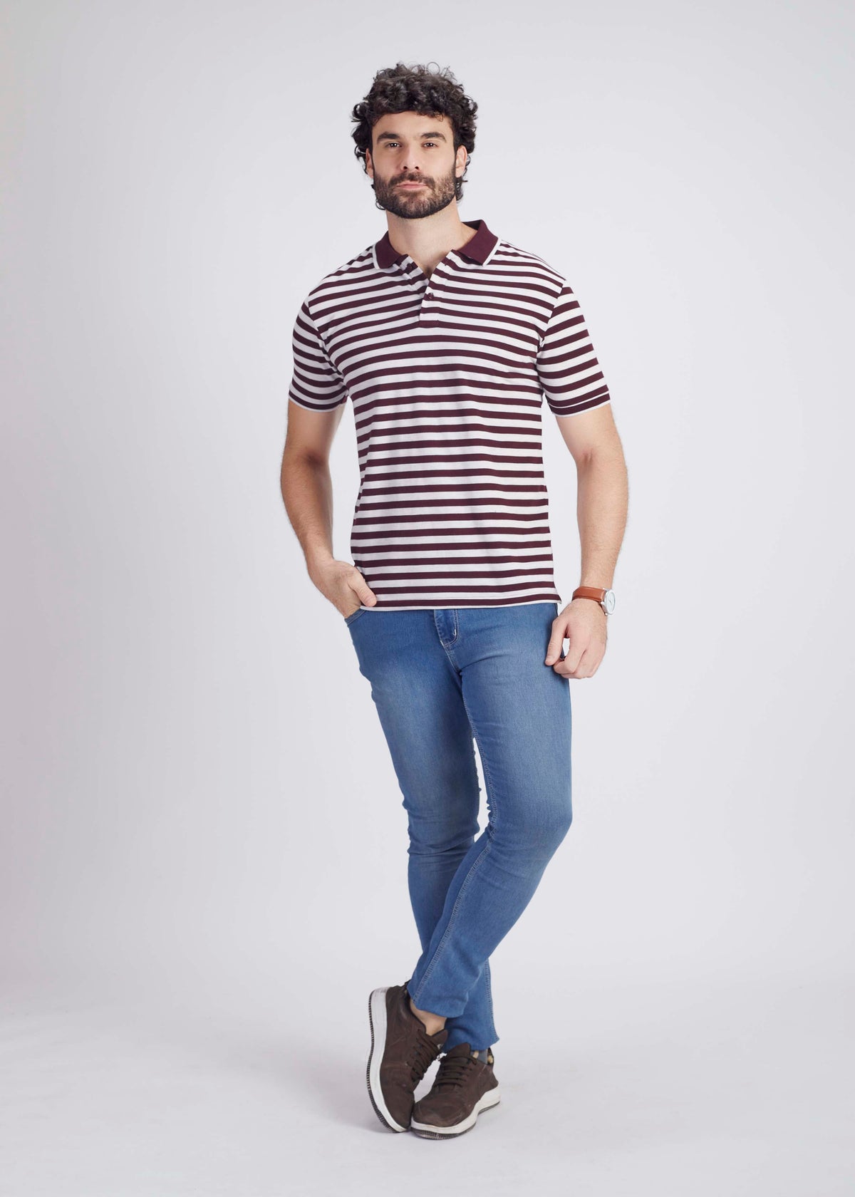 Regular Fit Cotton Rich Stripe Polo