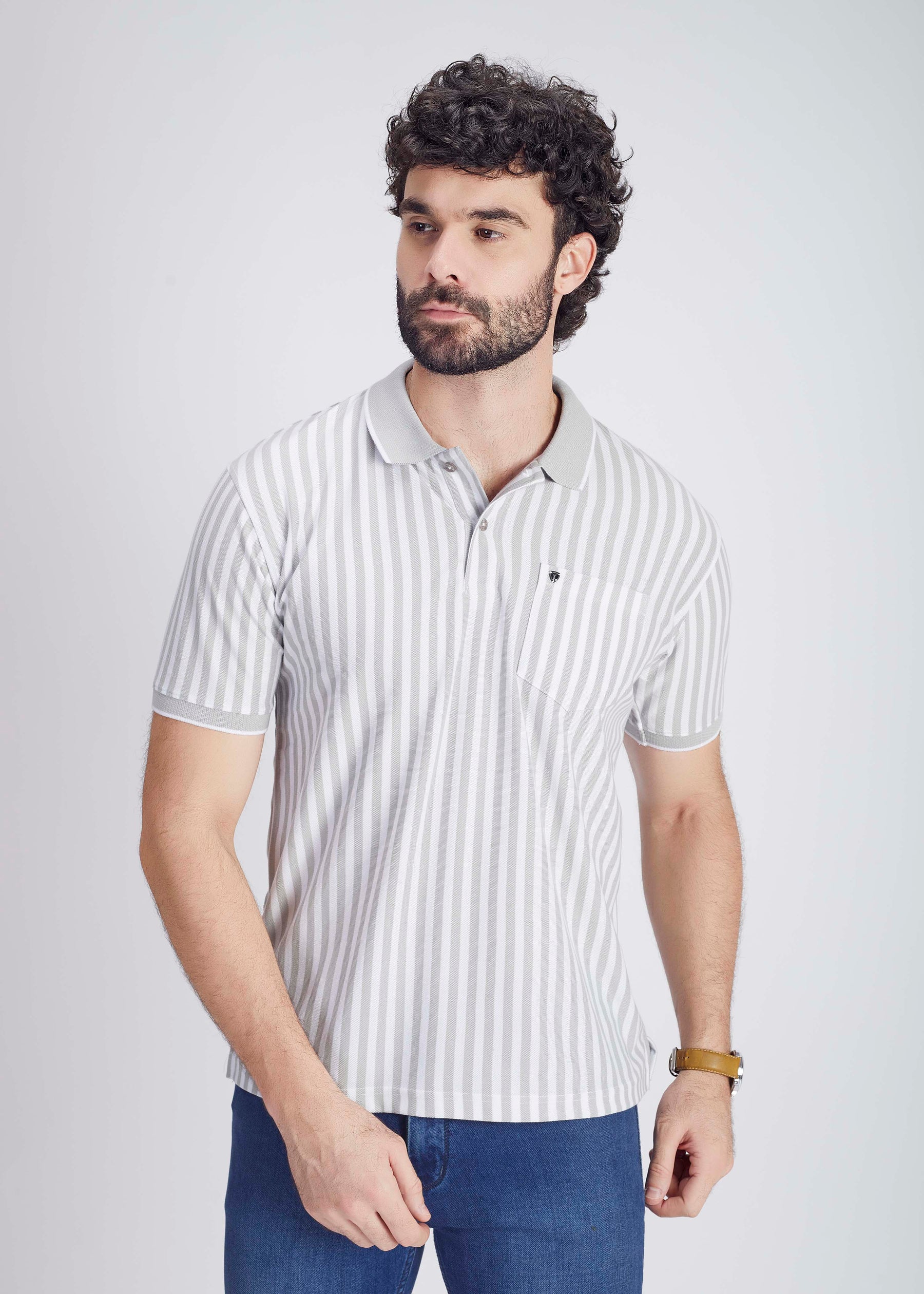 Basic Vertical Stripe Polo