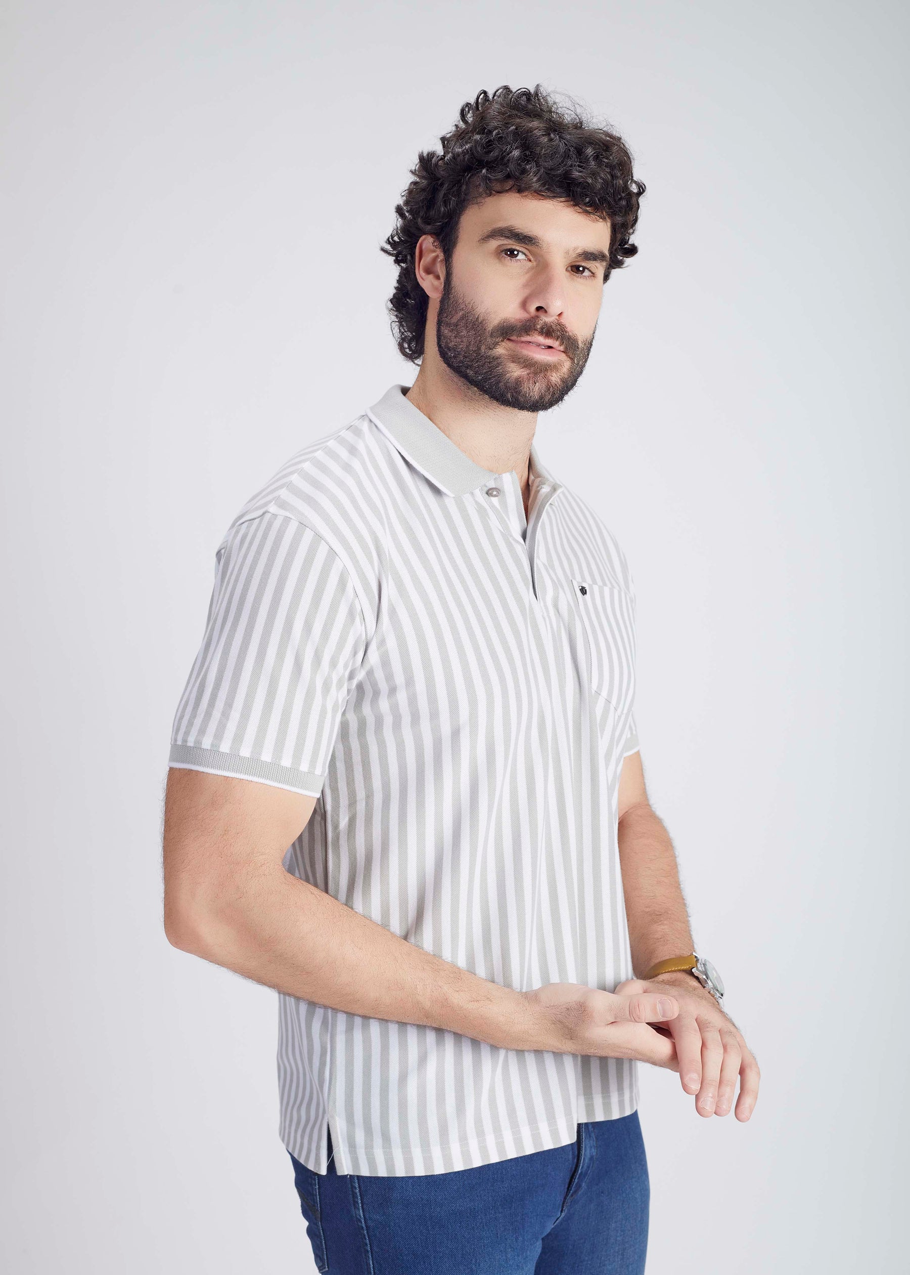 Basic Vertical Stripe Polo