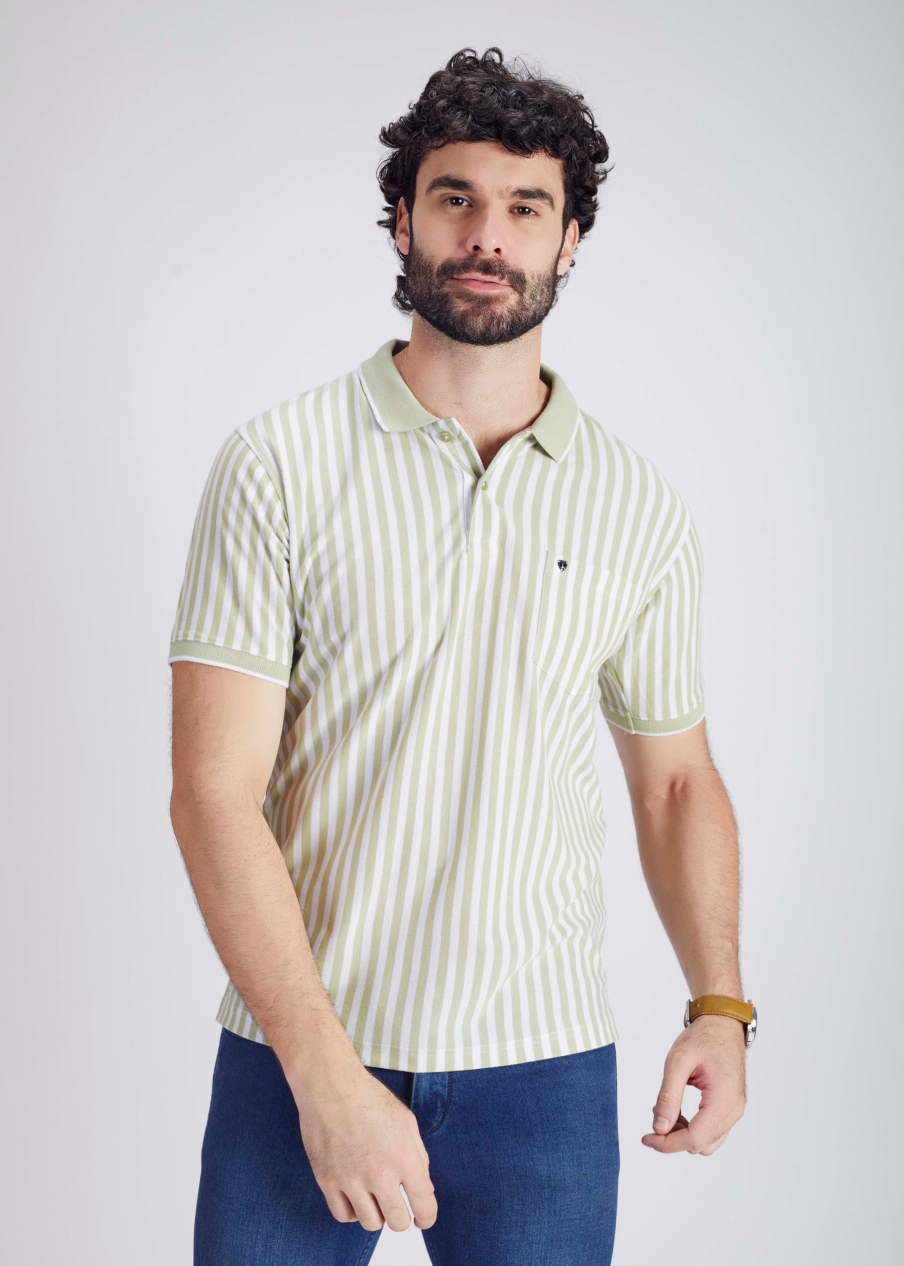 Basic Vertical Stripe Polo