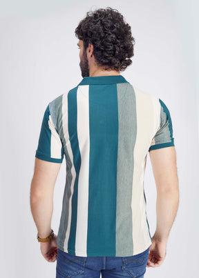 Regular Fit Vertical Stripe Polo With Pocket