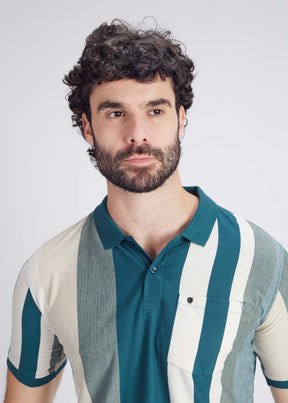 Regular Fit Vertical Stripe Polo With Pocket