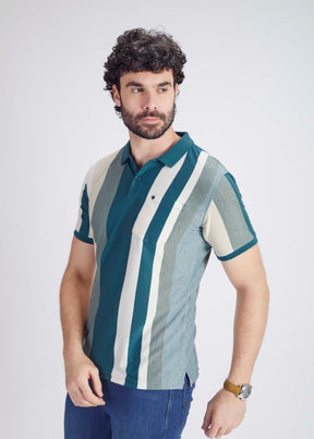 Regular Fit Vertical Stripe Polo With Pocket