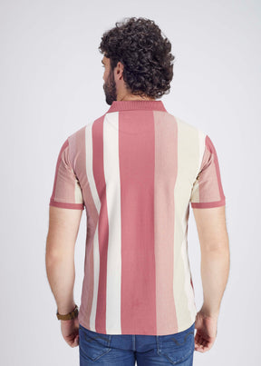 Regular Fit Vertical Stripe Polo With Pocket