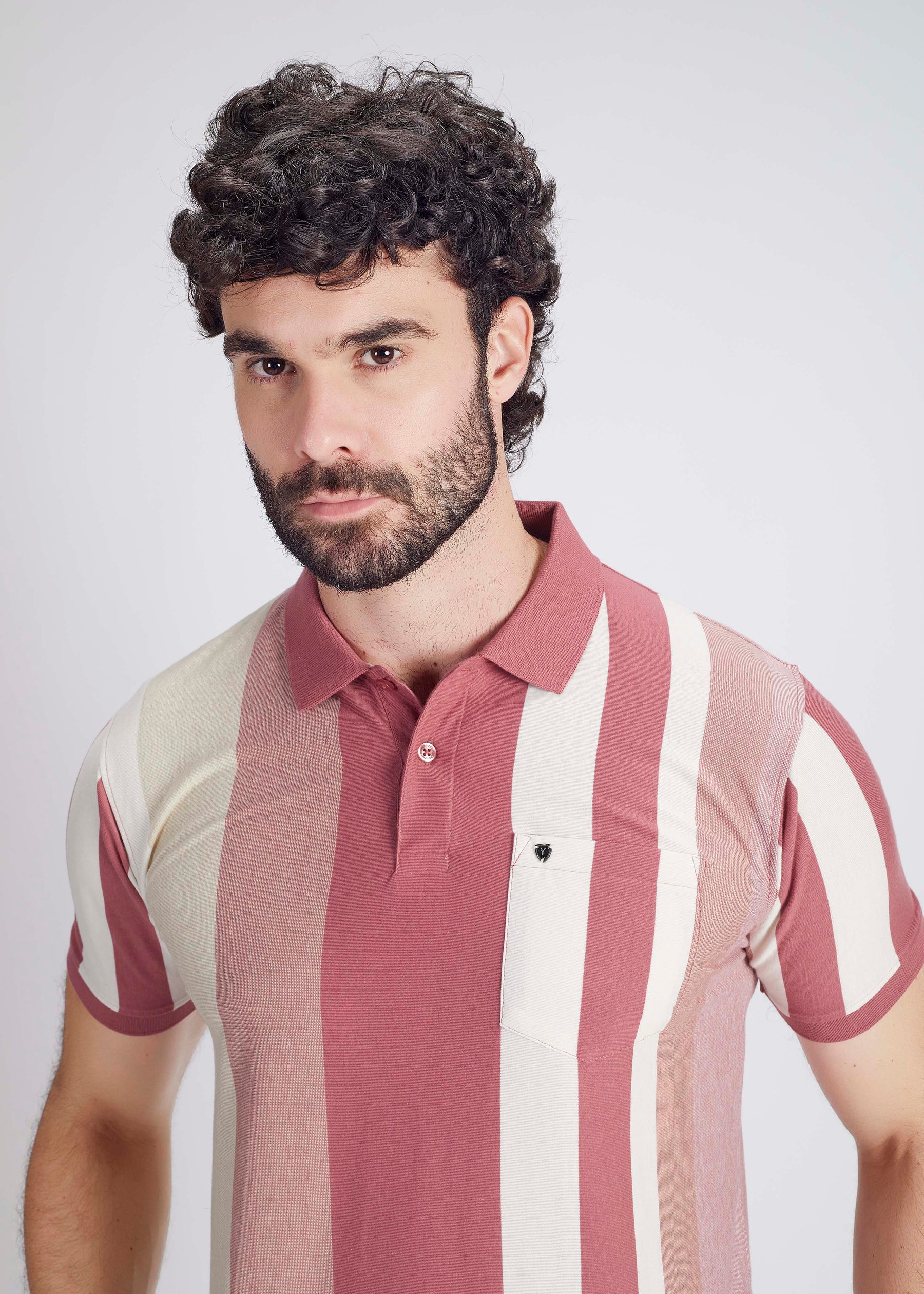 Regular Fit Vertical Stripe Polo With Pocket