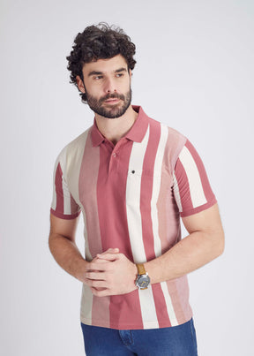 Regular Fit Vertical Stripe Polo With Pocket