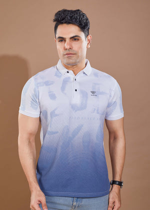 Men's Printed Polo T-Shirt-Denim