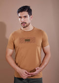 EMBOSSED PLACEMENT T-SHIRT - MUSTARD