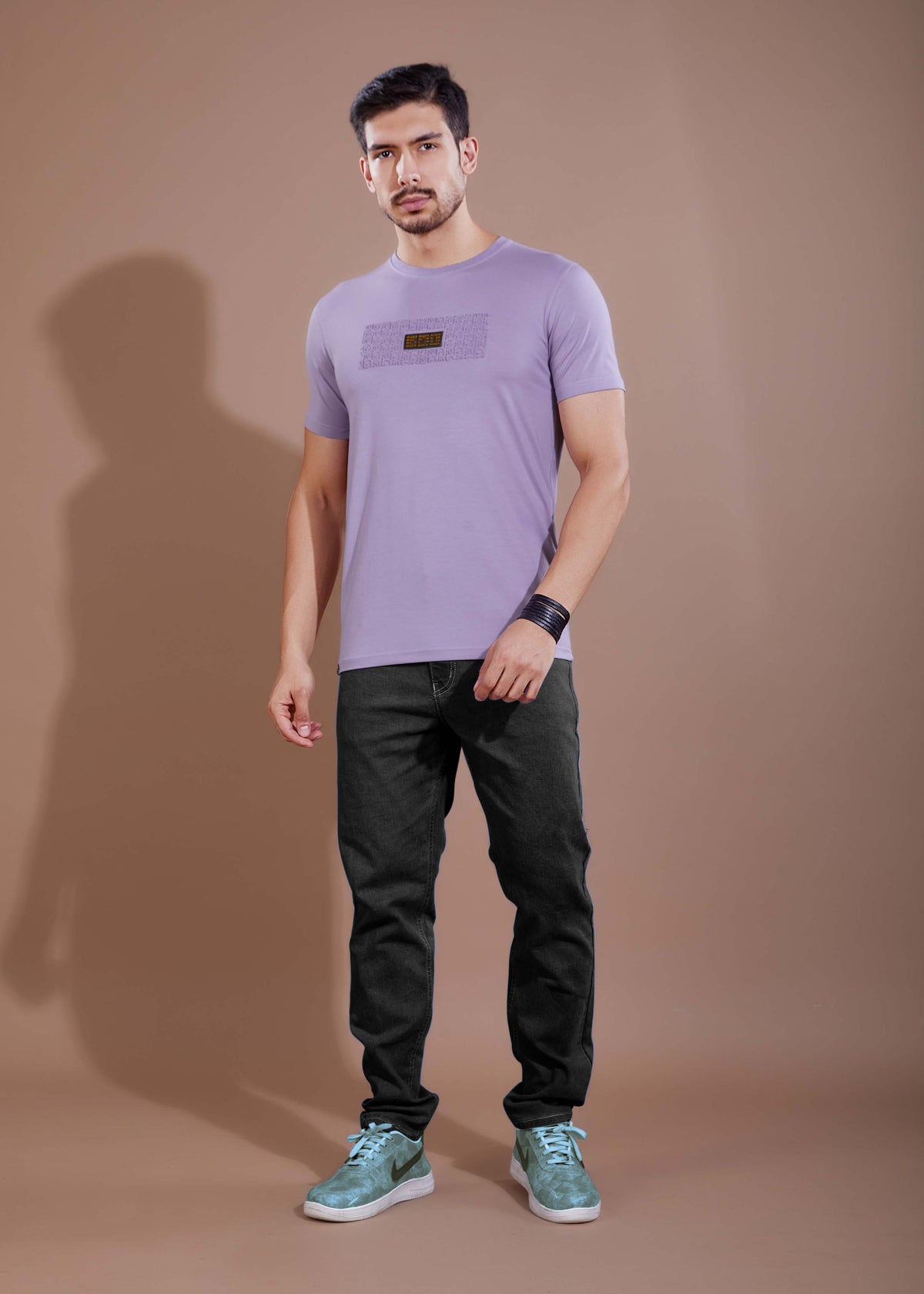 EMBOSSED PLACEMENT T-SHIRT - PURPLE