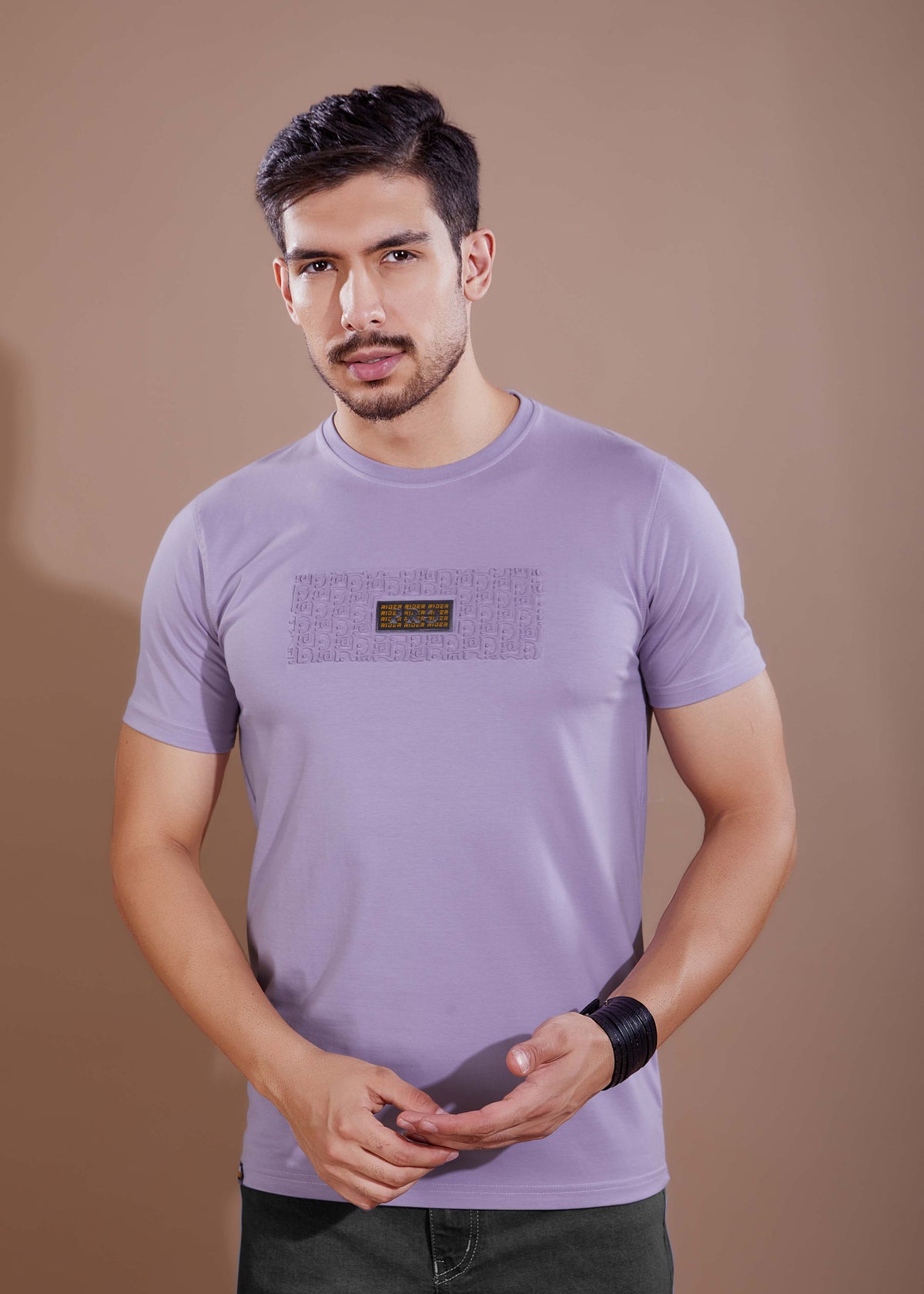 EMBOSSED PLACEMENT T-SHIRT - PURPLE