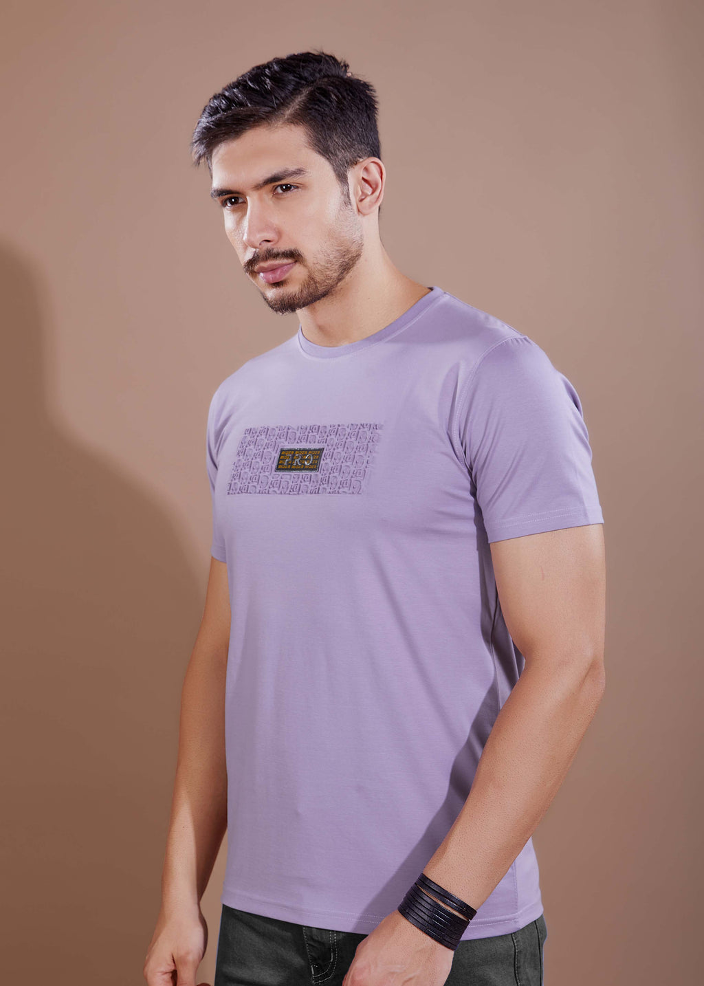 EMBOSSED PLACEMENT T-SHIRT - PURPLE