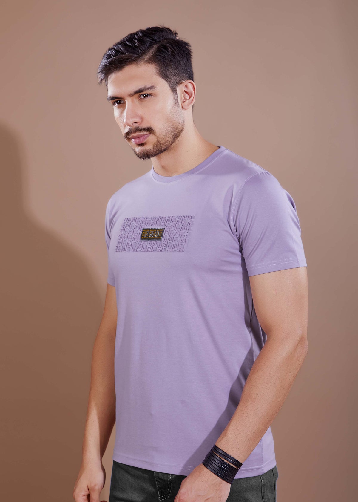 EMBOSSED PLACEMENT T-SHIRT - PURPLE