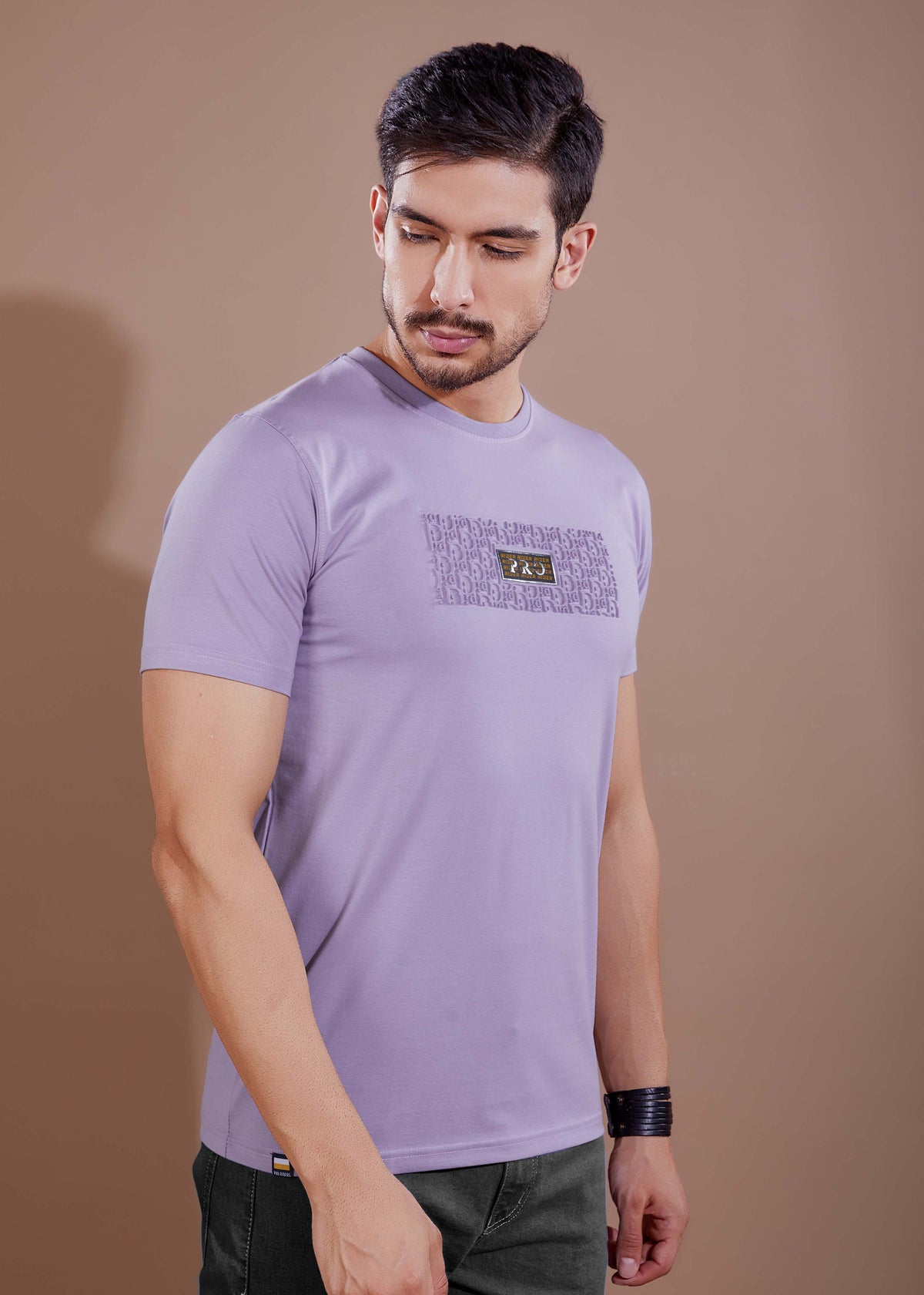 EMBOSSED PLACEMENT T-SHIRT - PURPLE