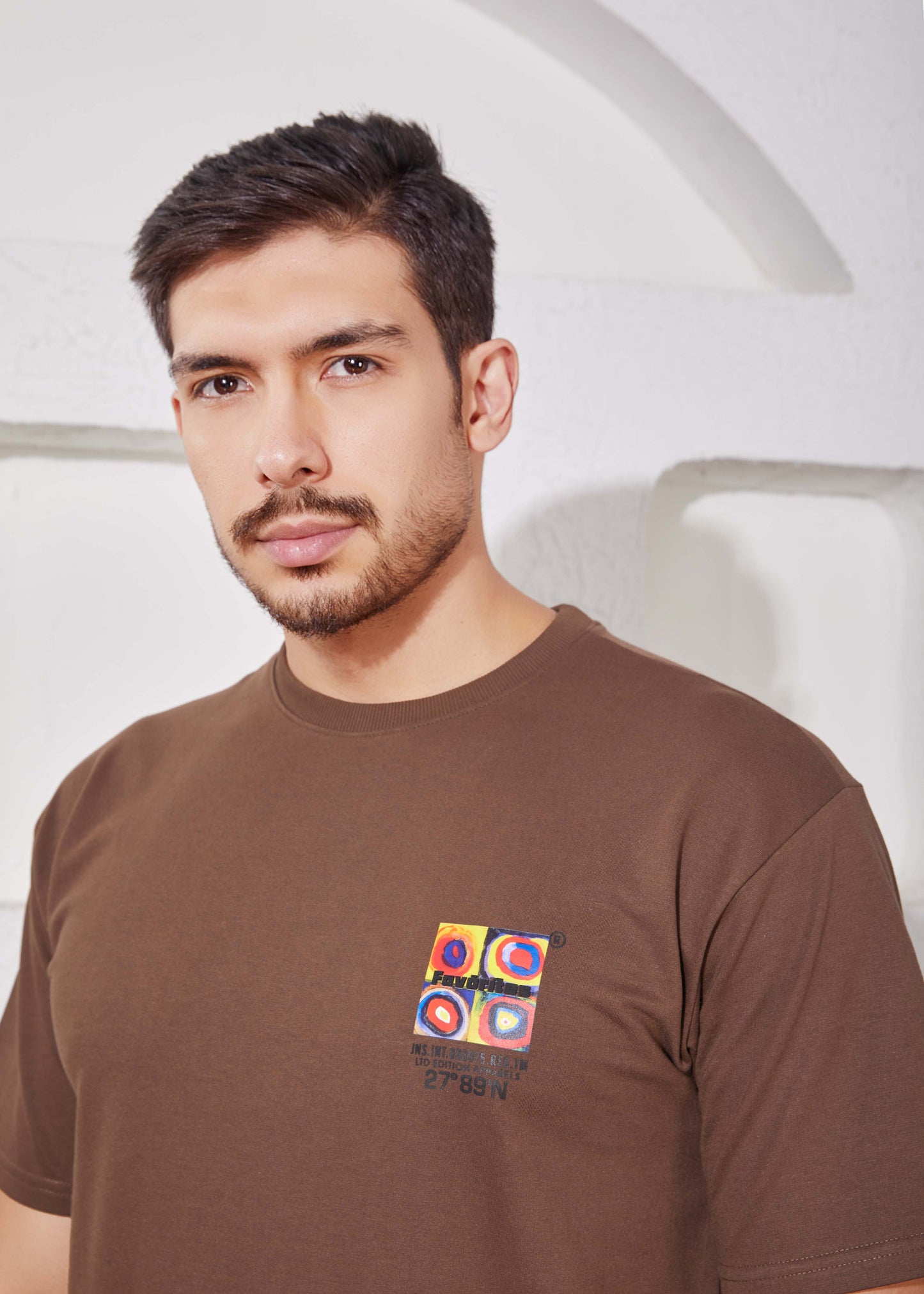 Men's Printed Oversized T-Shirt-Brown