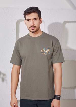 Men's Printed Oversized T-Shirt-Ferngreen