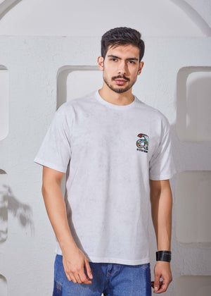 Men's Printed Oversized T-Shirt-White