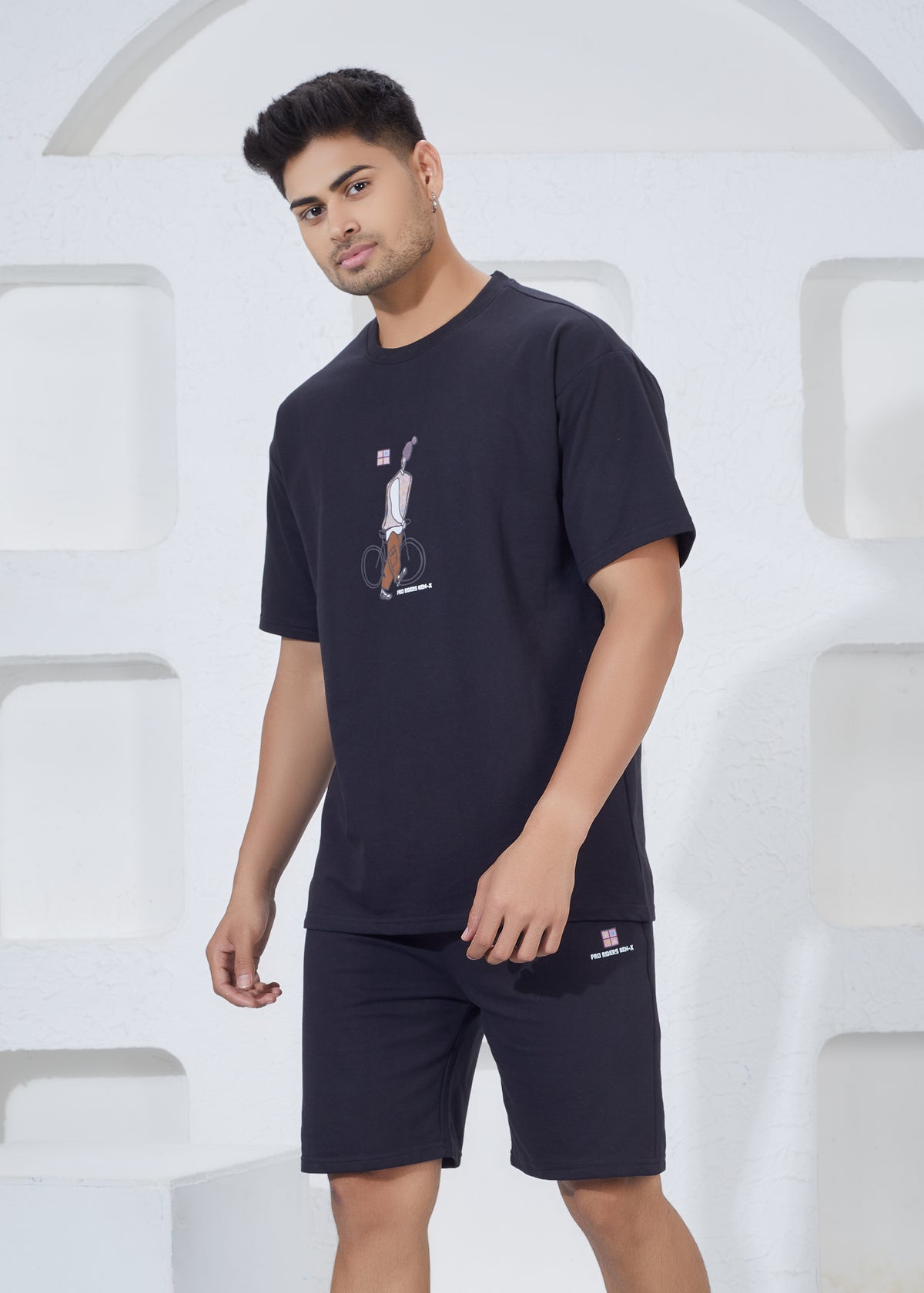 Oversize T-Shirt & Shorts Co-Ord Set - Black