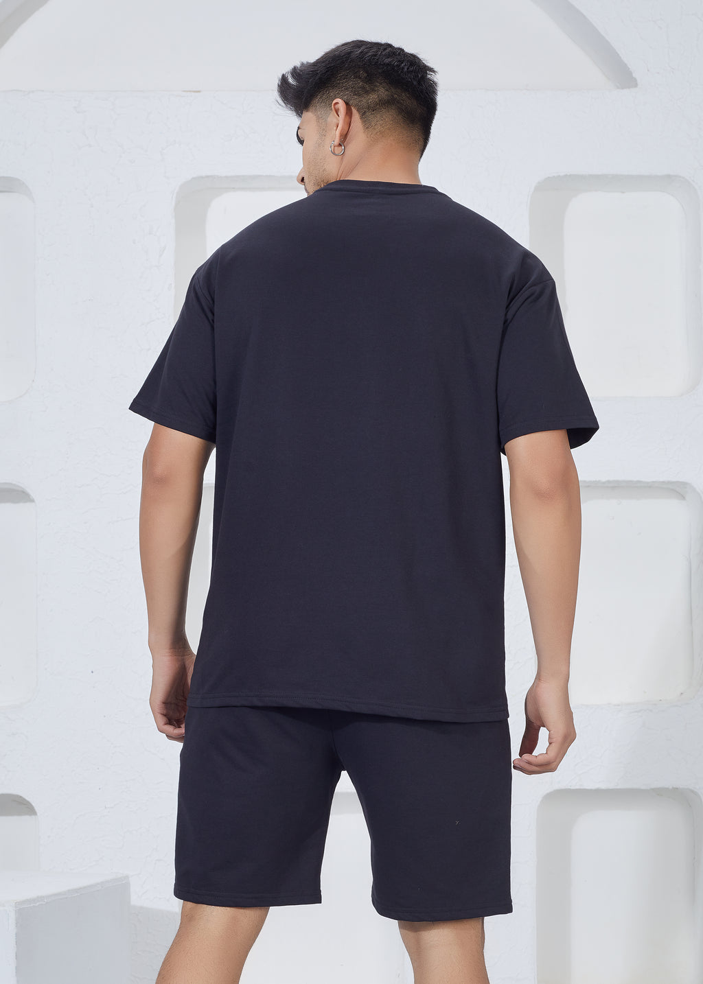 Oversize T-Shirt & Shorts Co-Ord Set - Black