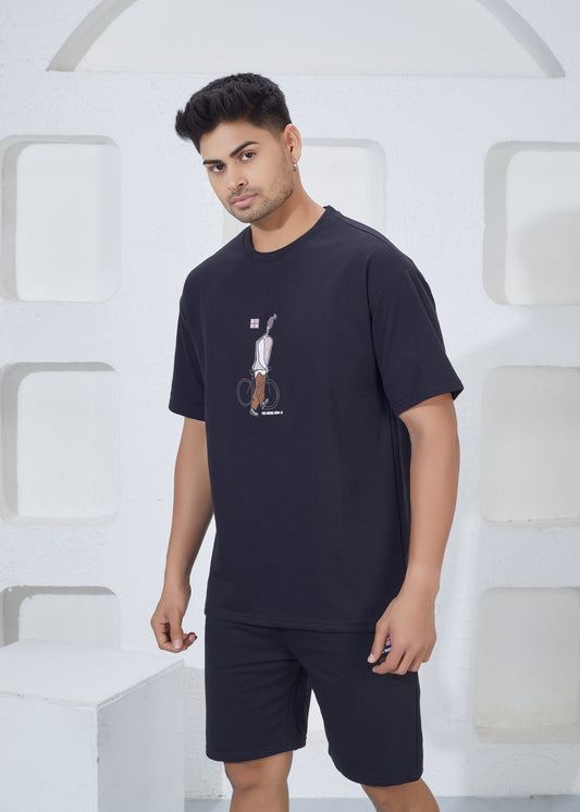 Men’s Oversized T-Shirt & Shorts Co-ord Set - Black