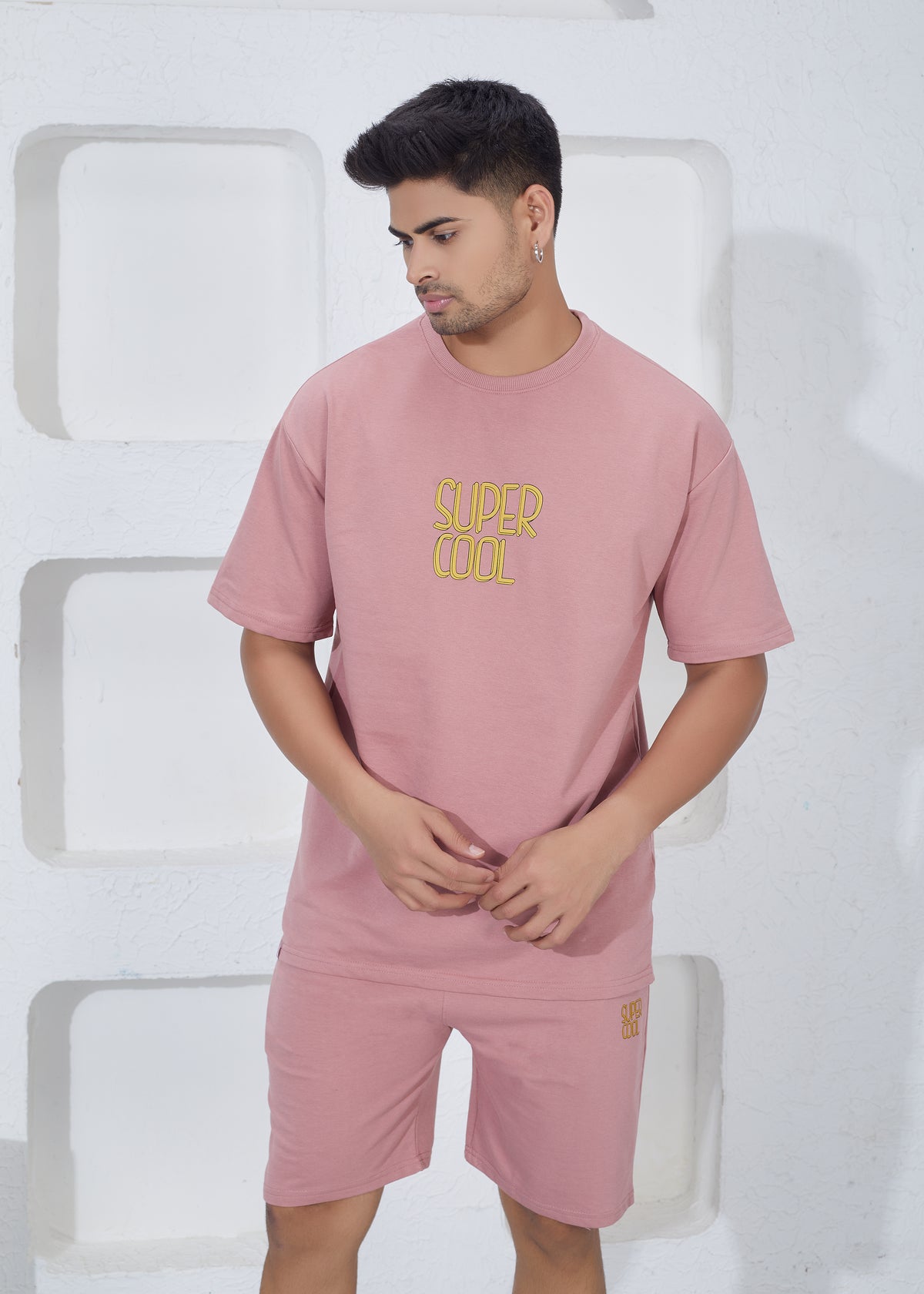 Oversize T-Shirt & Shorts Co-Ord Set - Pink