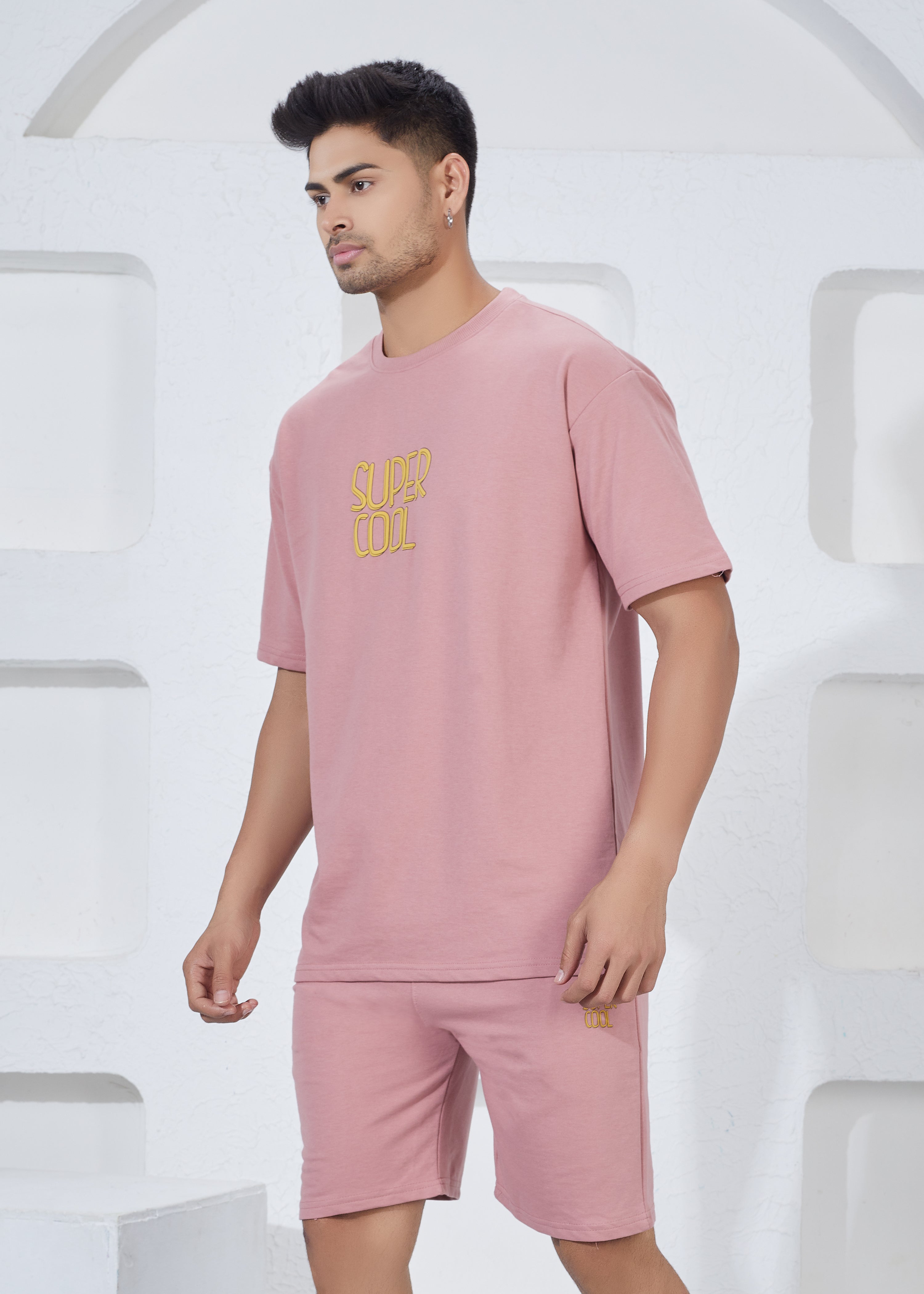Oversize T-Shirt & Shorts Co-Ord Set - Pink