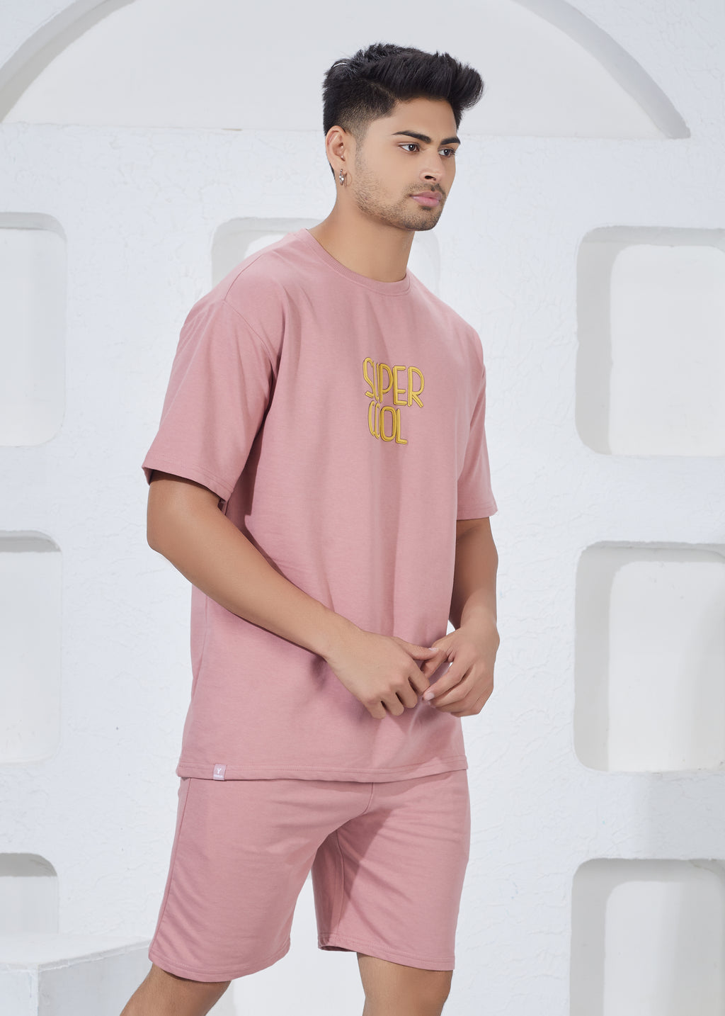 Oversize T-Shirt & Shorts Co-Ord Set - Pink