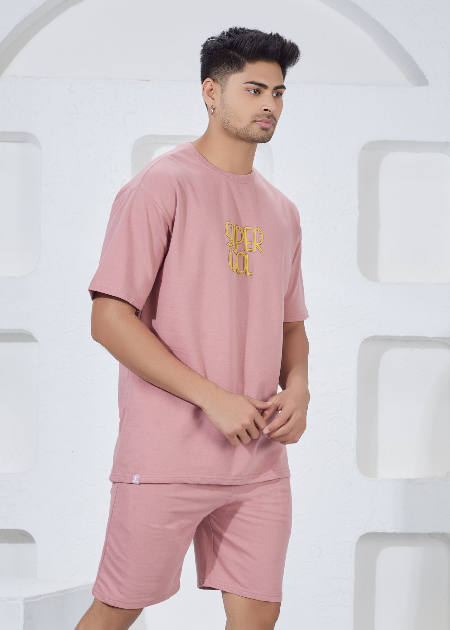 Men’s Oversized T-Shirt & Shorts Co-ord Set - Pink