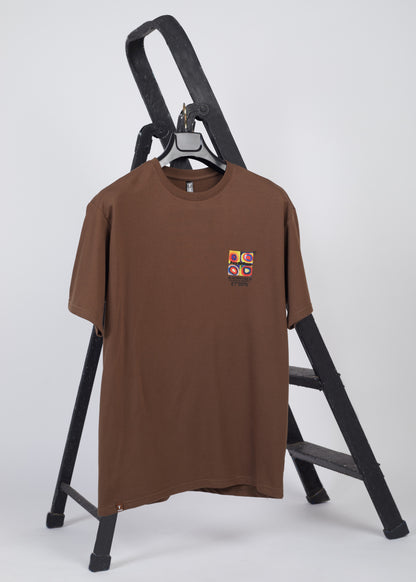 Men's Printed Oversized T-Shirt-Brown