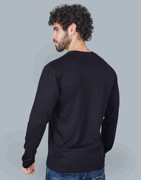 Self Knit Full Sleeve T-Shirt - Black