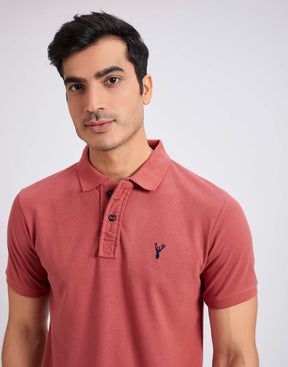 Slim Fit Pique Polo T-shirt - Carrot