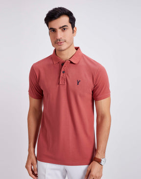 Slim Fit Pique Polo T-shirt - Carrot