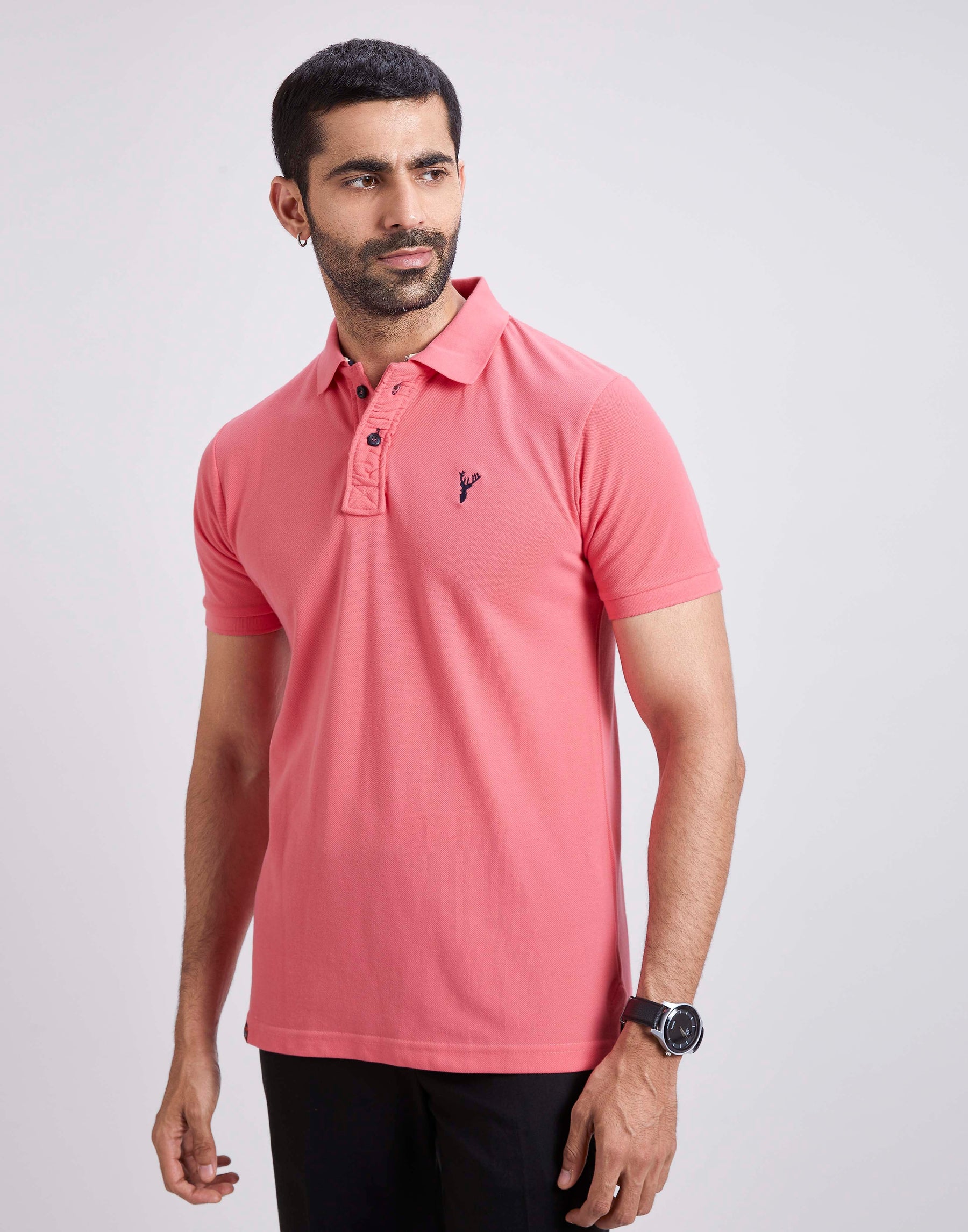 Slim Fit Pique Polo T-shirt - Light Pink