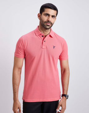 Slim Fit Pique Polo T-shirt - Light Pink