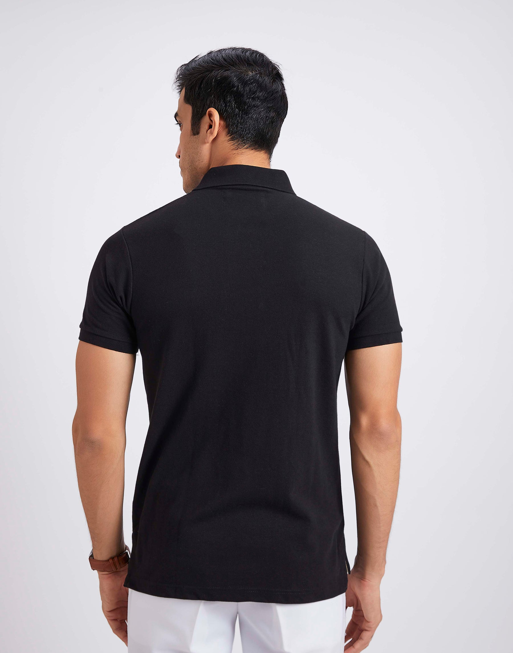 Slim Fit Pique Polo T-shirt - Black