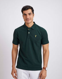 Slim Fit Pique Polo T-shirt - Bottle Green