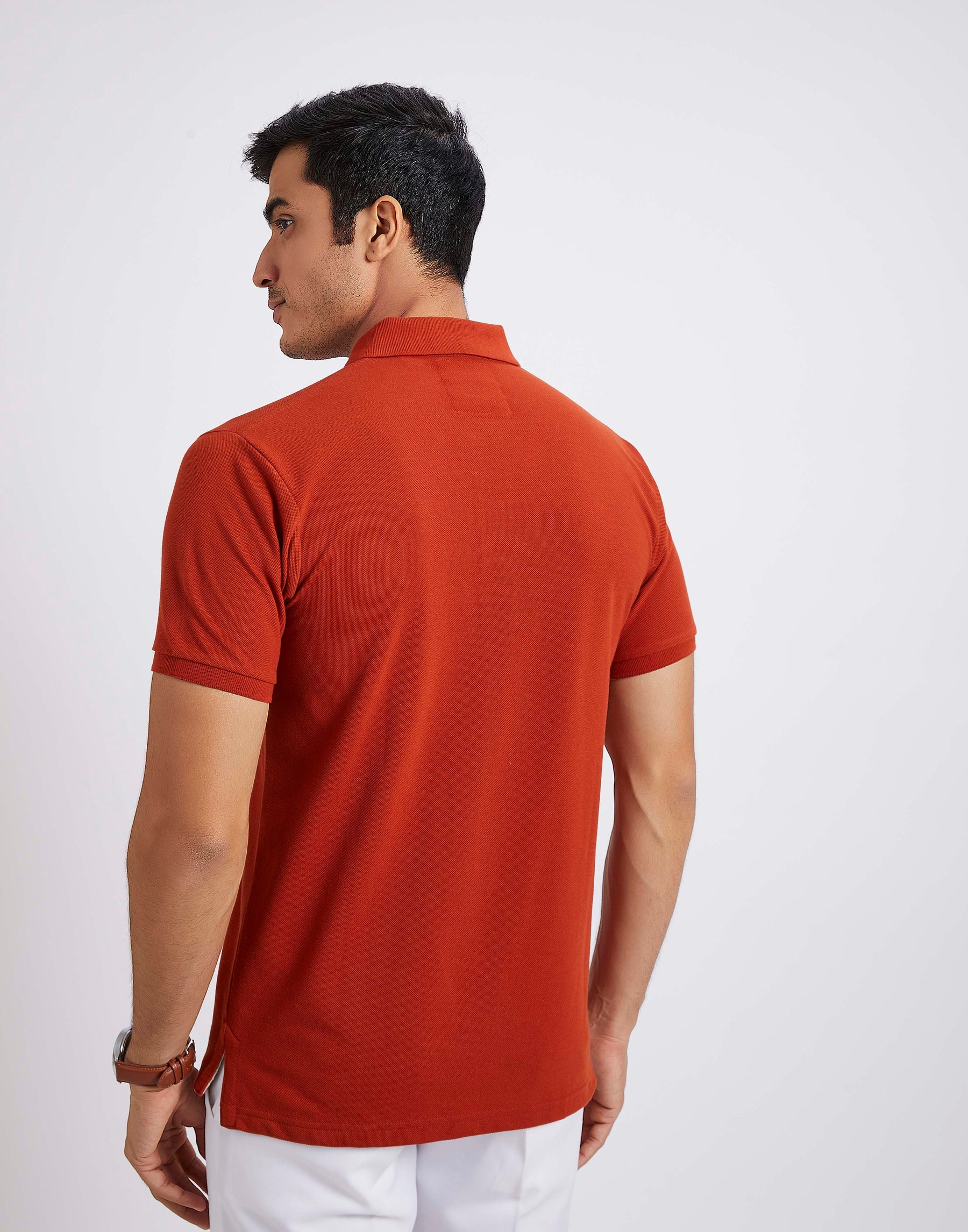 Slim Fit Pique Polo T-shirt - Rust