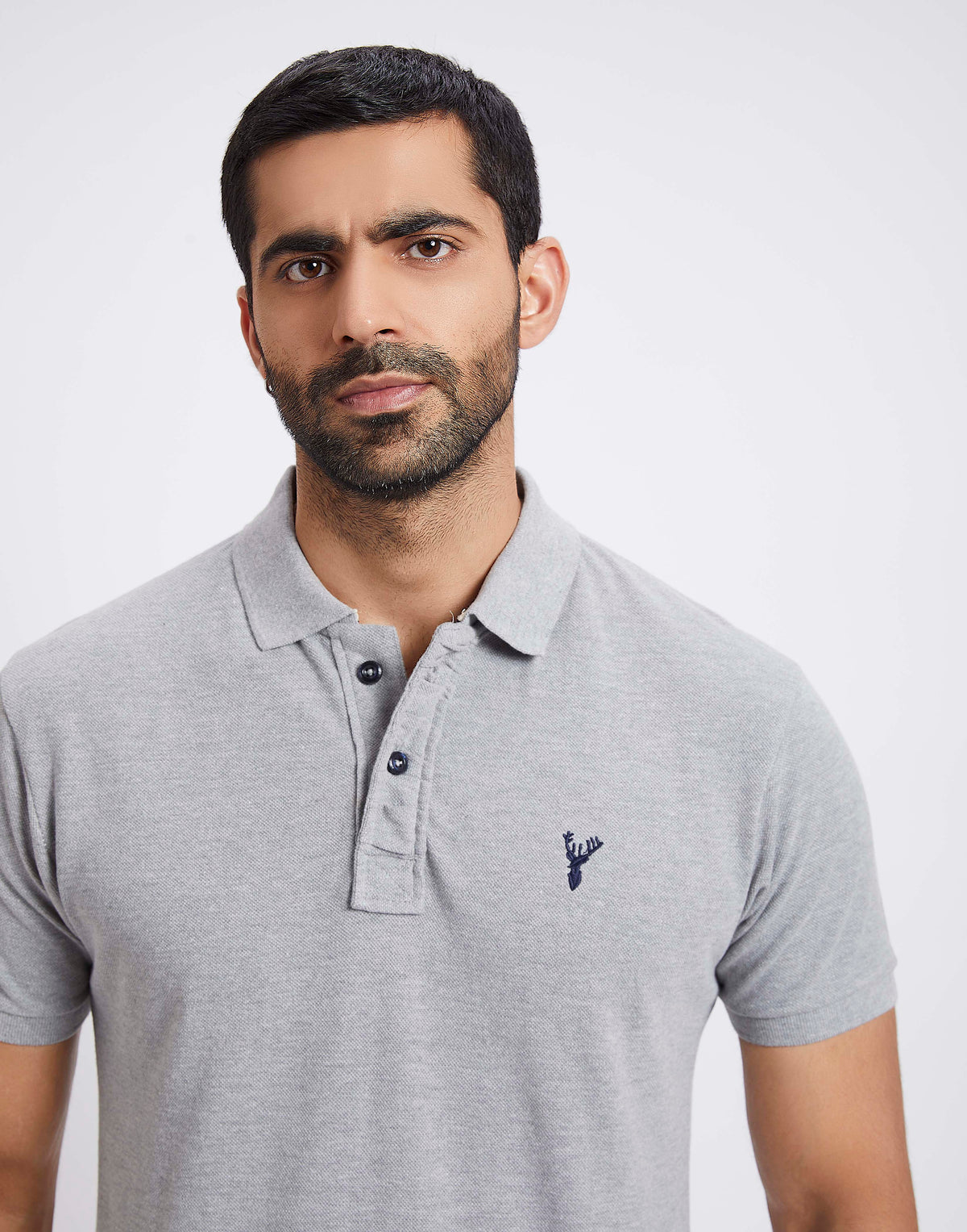 Slim Fit Pique Polo T-shirt - Gray