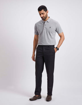 Slim Fit Pique Polo T-shirt - Gray